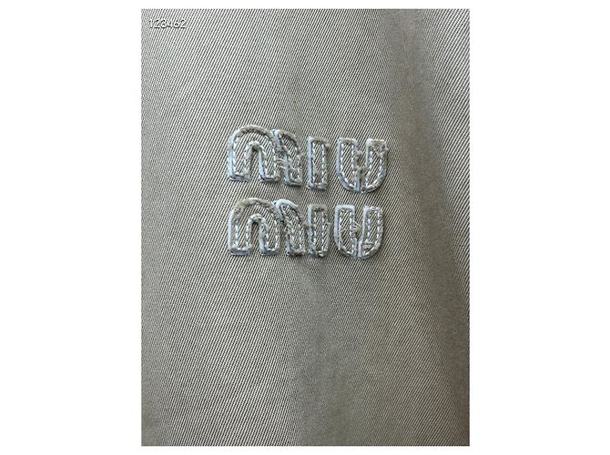 Chaqueta Miu Miu Khaki de Algodón con Detalles de Flecos Multicolor - vista 3