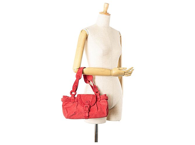 Borsa a tracolla LOEWE Anagram in camoscio rosso - vista 10