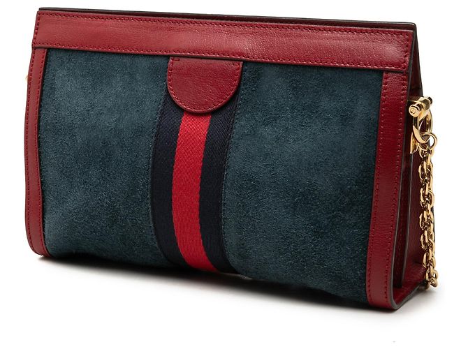 Borsa a tracolla Gucci Small Suede Web Ophidia Chain Blu - vista 2