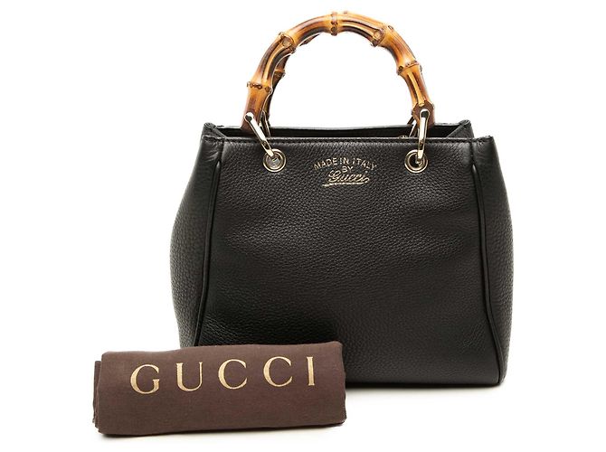 Borsa Mini Bamboo Shopper Gucci in pelle di vitello nera Nero - vista 7