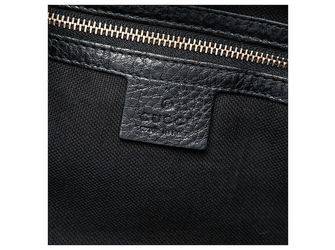 Bamboo Borsa shopper Gucci Tall in pelle di vitello martellata nera con bambù Nero - vista 5