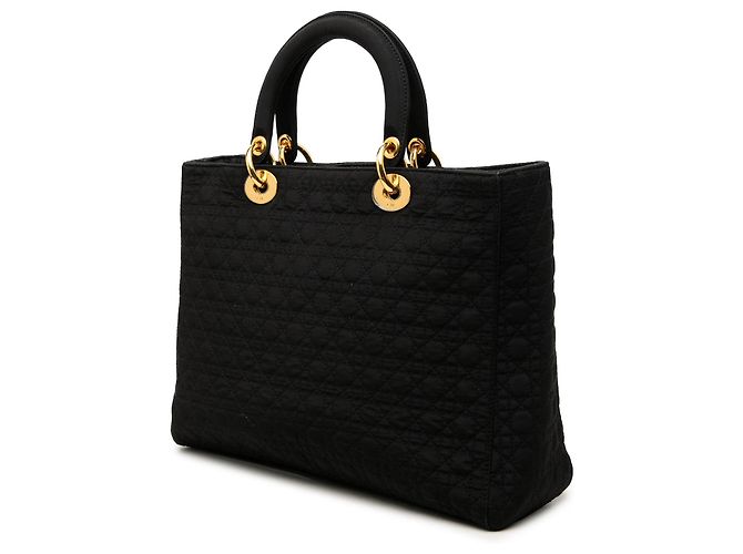 Autre Marque Borsa Lady Dior Satchel Large in nylon Microcannage nero Dior - vista 2