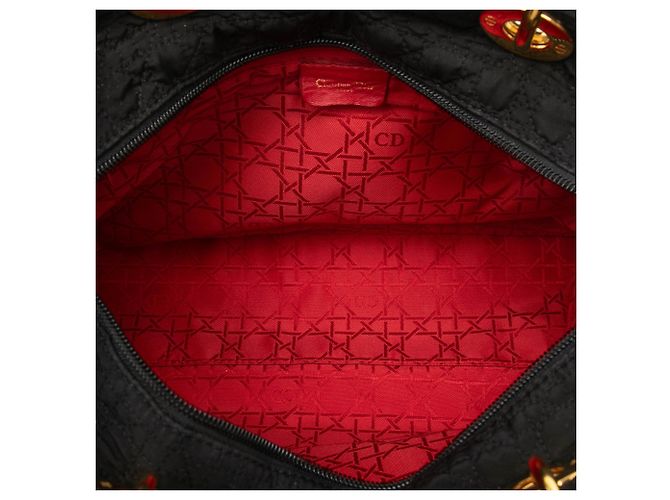 Autre Marque Borsa Lady Dior Satchel Large in nylon Microcannage nero Dior - vista 4