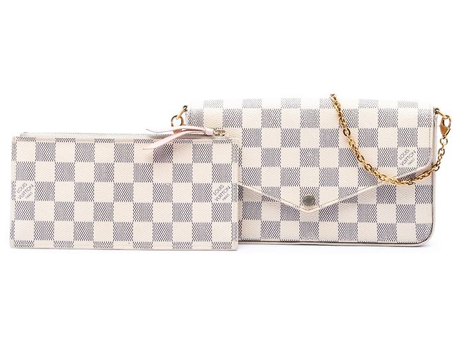 Borsa a tracolla Louis Vuitton Damier Azur Pochette Felicie bianca Bianco - vista 7