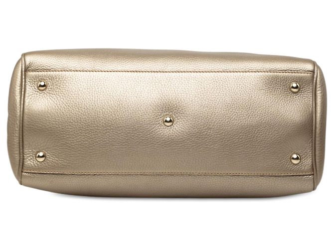 Bamboo Borsa Gucci Medium Shopper Satchel in pelle di vitello dorata con bambù D'oro - vista 3