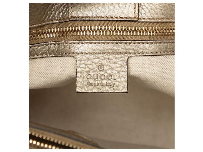 Bamboo Borsa Gucci Medium Shopper Satchel in pelle di vitello dorata con bambù D'oro - vista 5