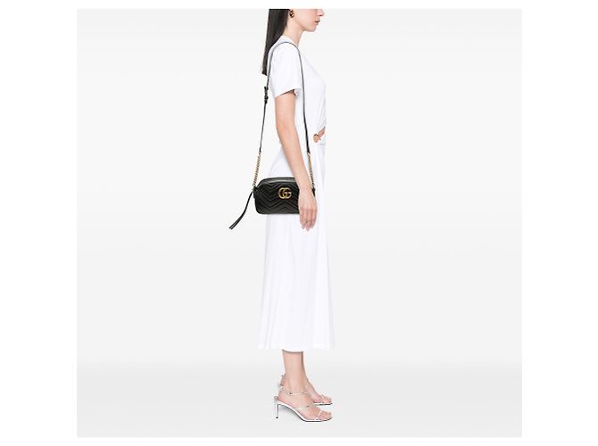 Borsa a tracolla Gucci Small GG Marmont Matelassé in pelle di vitello nera Nero - vista 6