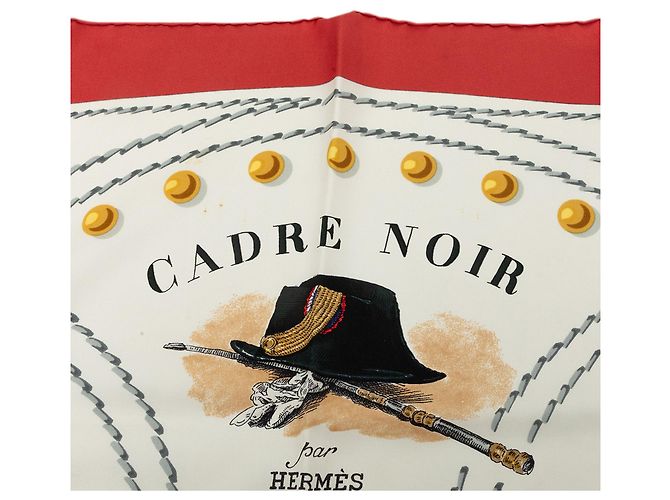 Lenço de seda Hermès Cadre Noir branco 90 Scarves - vista 7