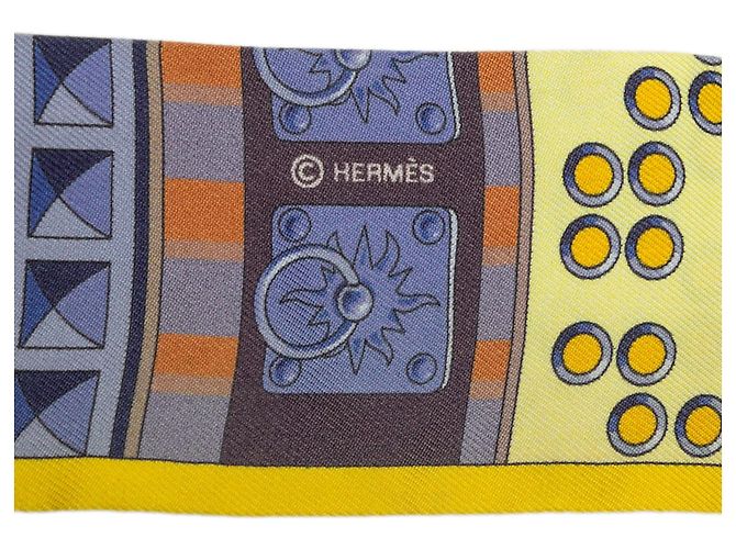 Pañuelo de seda Hermès Colliers de Chiens Blue Twilly Azul - vista 4