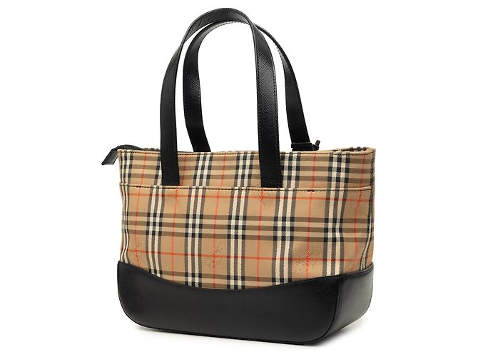 Borsa Tote Burberry Haymarket Check Canvas Beige - vista 2
