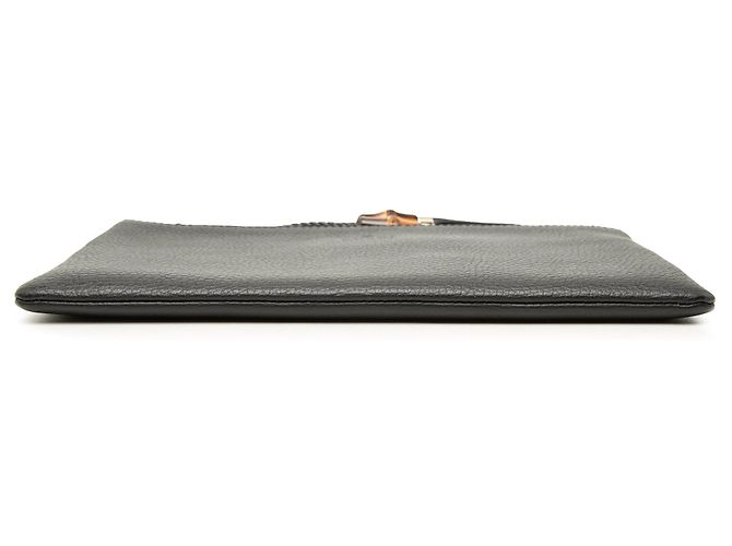 Bamboo Clutch Gucci in pelle di vitello nera con bambù Nero - vista 3