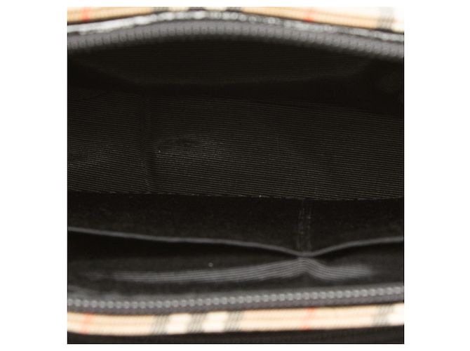 Borsa Tote Burberry Haymarket Check Canvas Nera Nero - vista 4