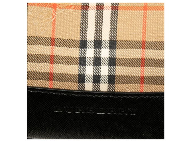 Borsa Tote Burberry Haymarket Check Canvas Nera Nero - vista 5