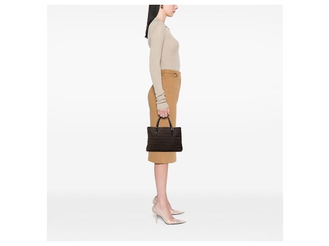 Borsa a mano Fendi Zucchino Canvas marrone - vista 6