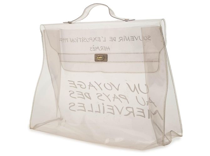 Borsa a mano Hermès Kelly Souvenir De L Exposition in vinile bianco - vista 2