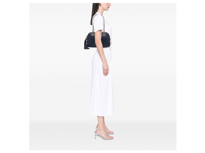 Borsa a tracolla Gucci Soho Chain Zip in pelle di vitello blu - vista 6
