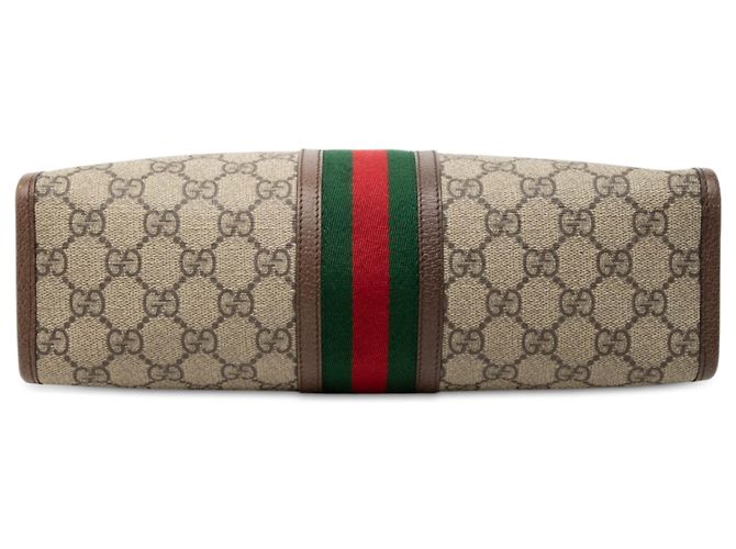 Clutch Gucci GG Supreme Web Ophidia Marrón Castaño - vista 3