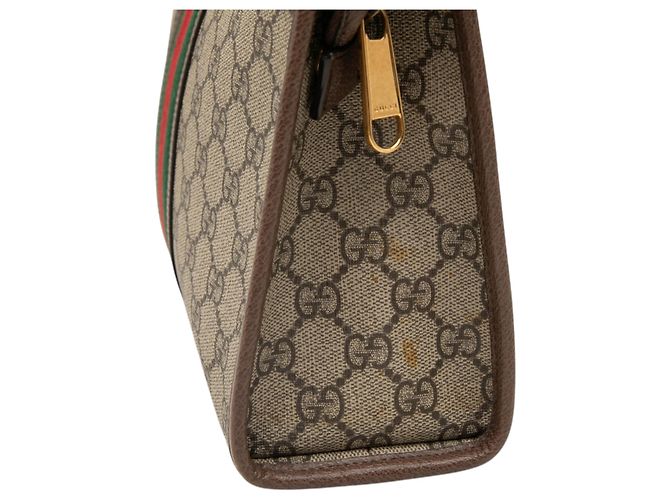 Clutch Gucci GG Supreme Web Ophidia Marrón Castaño - vista 6