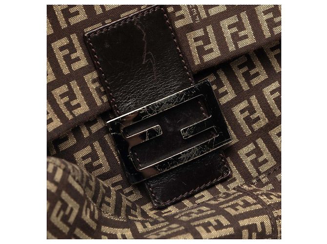 Borsa a tracolla Fendi Zucchino Canvas Mamma Forever Marrone - vista 7