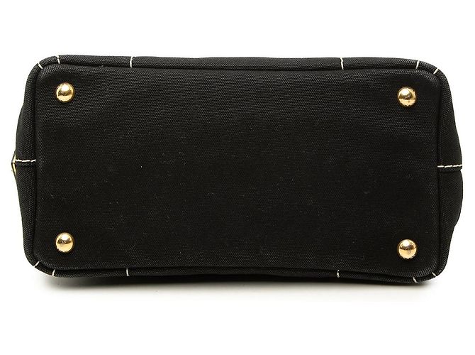 Borsa Tote Satchel Prada Small Canvas Canapa Logo Nera Nero - vista 3
