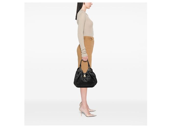 Borsa Hobo Louis Vuitton Monogram Mahina L Nera Nero - vista 6