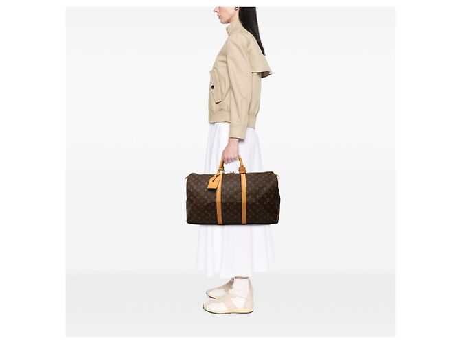 Borsa da viaggio Louis Vuitton Monogram Keepall 50 Marrone - vista 6