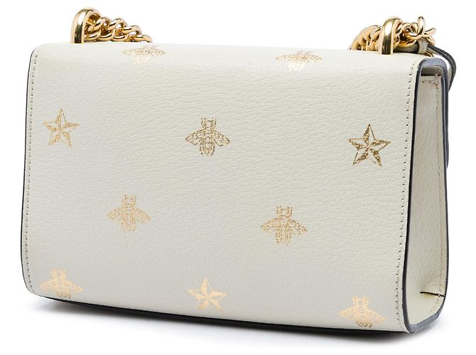 Borsa a tracolla Gucci Small Leather Bee Star Padlock bianca Bianco - vista 2