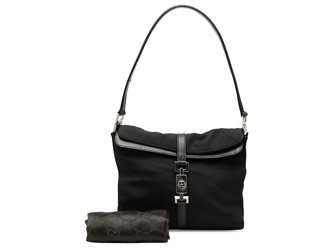 Borsa a tracolla Gucci Jackie in tela nera Nero - vista 7