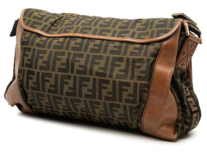 Borsa a tracolla Fendi Zucca Canvas FF marrone - vista 2