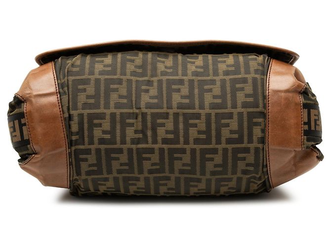 Borsa a tracolla Fendi Zucca Canvas FF marrone - vista 3