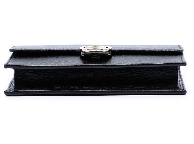 Gucci Dollar Crossbody-Bag mit Kettenriemen aus schwarzem Kalbsleder mit verschränkten G - Ansicht 3