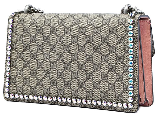 Borsa a tracolla Gucci Dionysus Medium GG Supreme con cristalli, Beige - vista 2