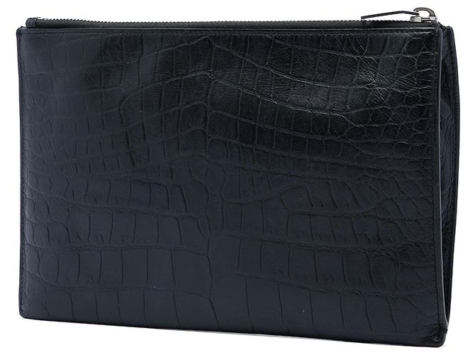 Autre Marque Clutch Saint Laurent in pelle embossed effetto coccodrillo nera Nero - vista 2
