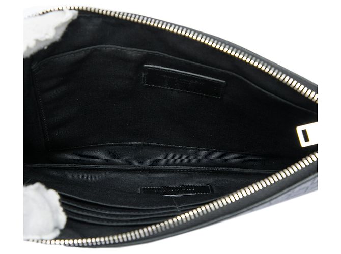 Autre Marque Clutch Saint Laurent in pelle embossed effetto coccodrillo nera Nero - vista 4