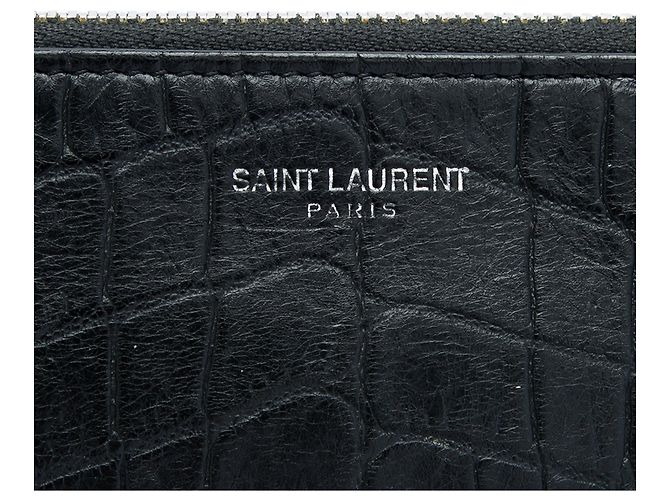 Autre Marque Clutch Saint Laurent in pelle embossed effetto coccodrillo nera Nero - vista 5