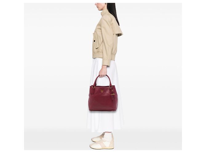 Borsa Tote Satchel aperta convertibile Prada Vitello Daino rossa Rosso - vista 6