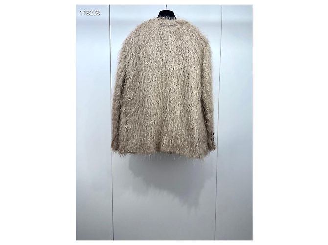 Giacca Gucci beige in lana e mohair con spilla in strass Multicolore - vista 2