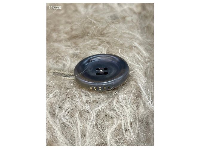 Giacca Gucci beige in lana e mohair con spilla in strass Multicolore - vista 4