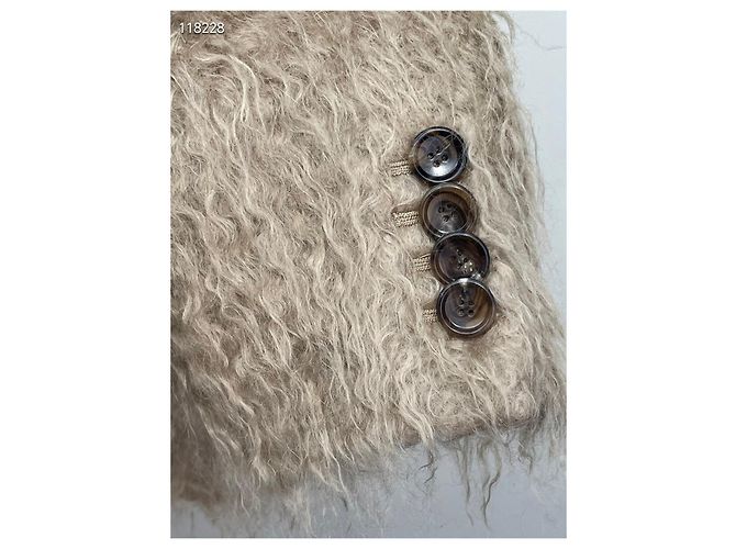 Giacca Gucci beige in lana e mohair con spilla in strass Multicolore - vista 5