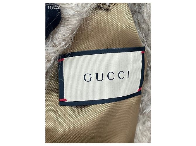 Giacca Gucci beige in lana e mohair con spilla in strass Multicolore - vista 6