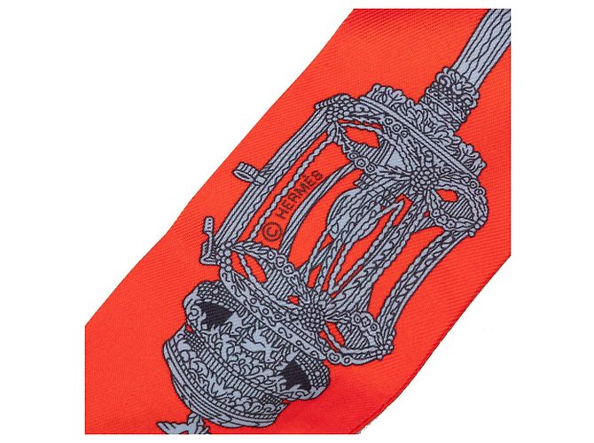 Pañuelo Twilly de seda Hermès Merveilleuses Lanternes Naranja - vista 4