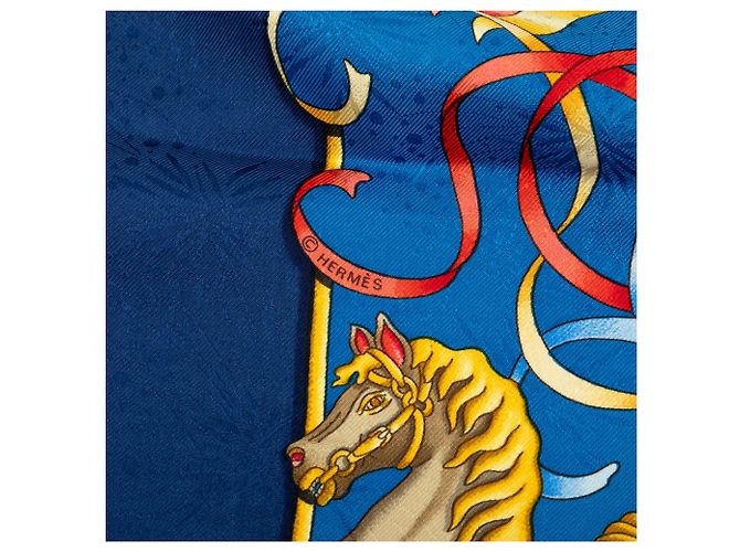Pañuelo de seda Hermès Luna Park Azul 90 - vista 3