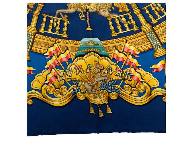 Pañuelo de seda Hermès Luna Park Azul 90 - vista 6