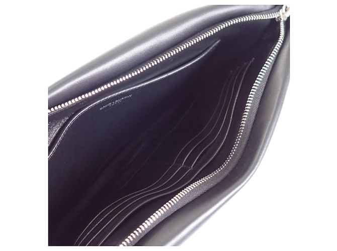 Autre Marque Borsa a pochette Puffy Pouch Large in pelle di agnello nera Saint Laurent Nero - vista 4