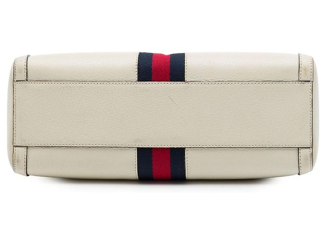 Mala de mão Gucci Medium Ophidia em couro de bezerro branco com detalhe Web - vista 3