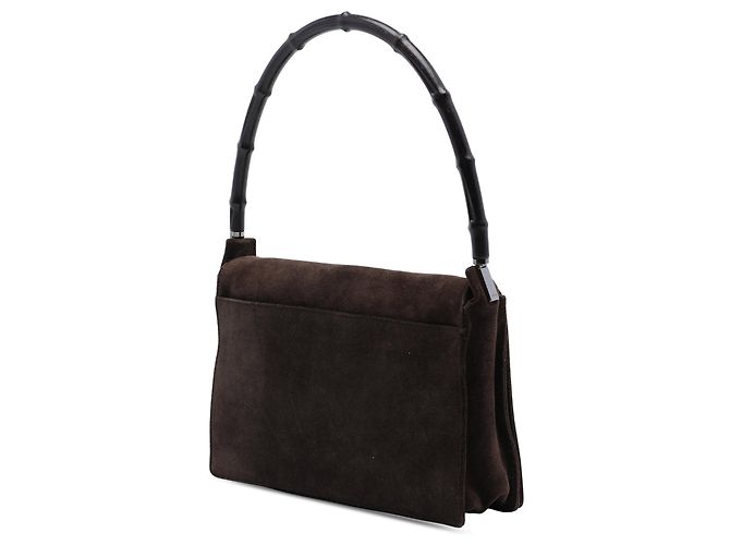 Bamboo Bolso Gucci de gamuza marrón con asa de bambú Castaño - vista 2