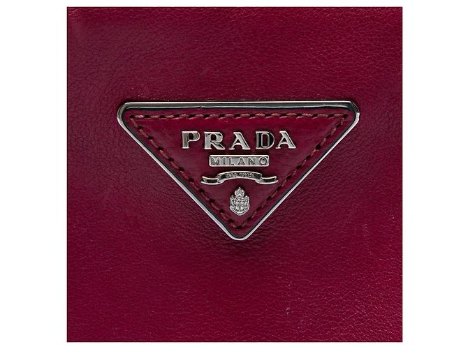 Double Borsa Satchel Prada in vitello Glace rossa con doppio manico e doppia tasca Rosso - vista 5