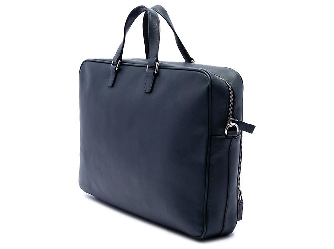 Sac business Prada Saffiano bleu - vue 2