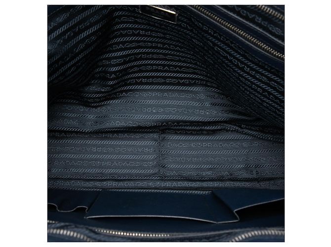 Sac business Prada Saffiano bleu - vue 4