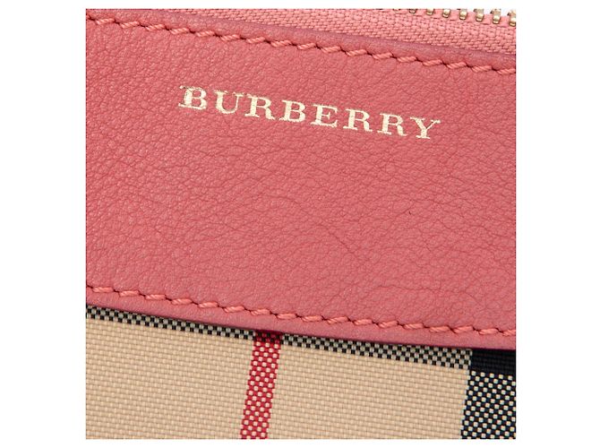 Borsa a tracolla Burberry Haymarket Check Peyton in nylon beige - vista 5